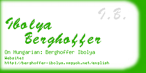 ibolya berghoffer business card